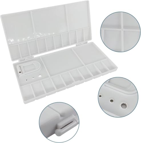 Image of Faded Folding Plastic Paint Palette - Compact Mixing Tray for Watercolor, Gouache, Acrylic & Oil Paint - Ideal for Professional Artists, Students & DIY Painting Projects (Small)