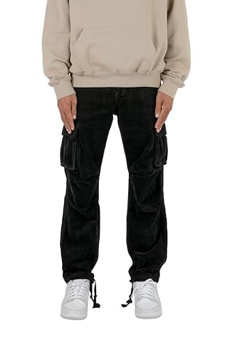 mnml Men's Vintage Corduroy Cargo Pants - Black, 28 at Amazon