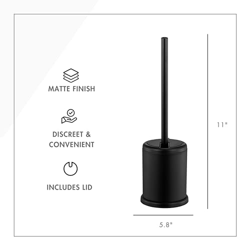 Image of ToiletTree Products Deluxe Toilet Brush with Lid - Black