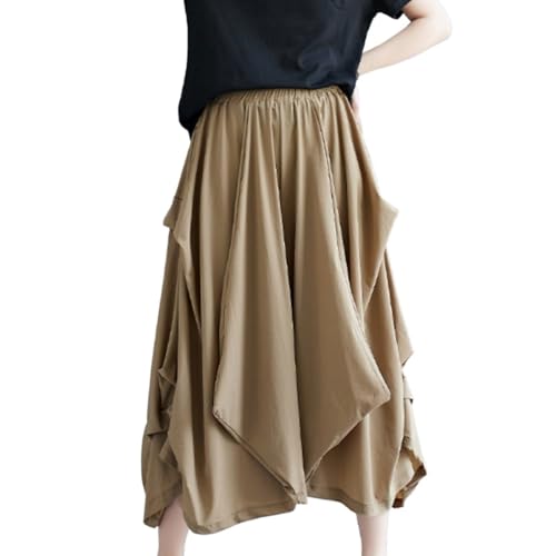 Women's Skirts Plus Size Loose Wide Leg Color Block Irregular Mid Length High Waist Versatile Casual