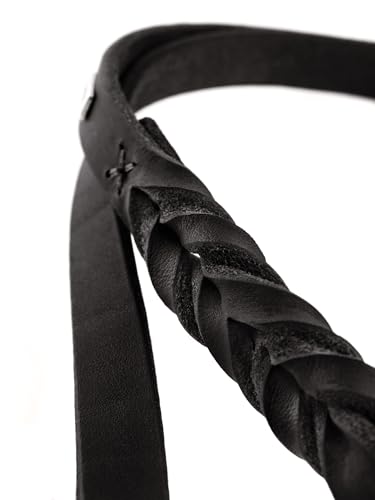 HUNTER verstellbare Führleine SOLID EDUCATION, Farbe: schwarz, Leder, geflochten, robust, weich, Größe: 18/250