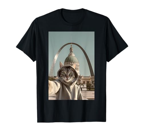 Funny Cat Selfie St. Louis Arch Saint Louis T-Shirt