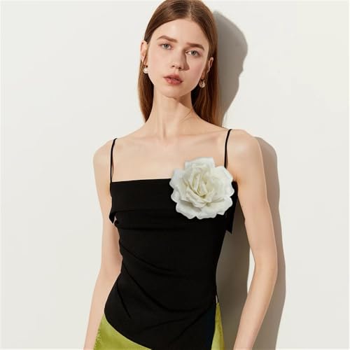 Image of Flash Camellia Flower Brooch Pin for Women Men Elegant Texture Fabric Dahlia Rose Floral Brooches Lapel Pins Dainty Wedding Holiday Party Costume Dress Accessories Jewelry