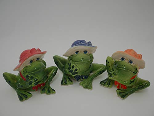 Frog Ceramic Figurine- Frog Garden DÃ©cor- Frog Yard and Lawn Decorations- Porcelain Figurines-Animal Figurines Ceramic- Frog Studio Home- Ceramic Garden Animals (Sweet Hats)