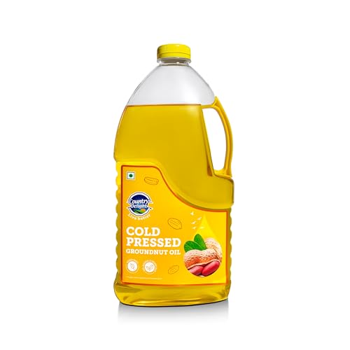 Country Delight Groundnut Oil - 1.8L | Cold Pressed Non-refined Pure Groundnut Oil | Traditional Kohlu Extraction/Kacchi Ghani/Mara Chekku Style | Sweet Aroma & Flavor of Groundnut (Peanut) seeds | Double Filtered
