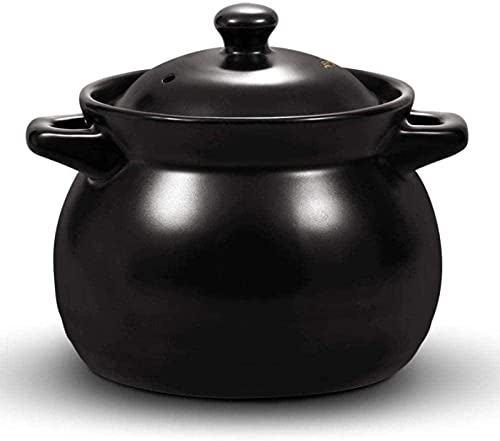 SaryEdge Cazuela de Barro, cazuela con Tapa, cazuela de Terracota - cocción a Alta Temperatura, conducción rápida del Calor, Calentamiento Uniforme, Color Negro, Capacidad 10,Black-Capacity 1000ml