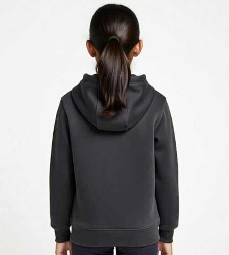 Image of Solid Cotton Fleece Girls Hooded Neck Sweatshirt with Kangaroo Pocket