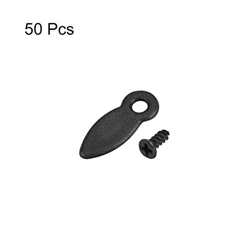 Image of uxcell Frame Turn Button, 3 /5 inch Plastic Drop Shape with Screws for Hanging Pictures, Photos, Drawings and Posters, 50 Pcs (Black)