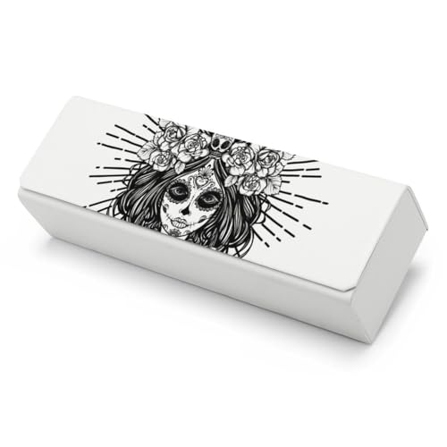 JiuPopular Funda para lentes, funda para gafas de sol de calavera de Dia de Los Muertos, funda para gafas de sol para hombres y mujeres, viajes y trabajo