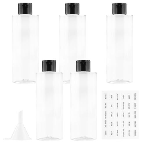 250ML Bottiglie Vuoto da Viaggio con Tappo Flip Top (5 Pezz) Flaconi per Cosmetici (Trasparente)