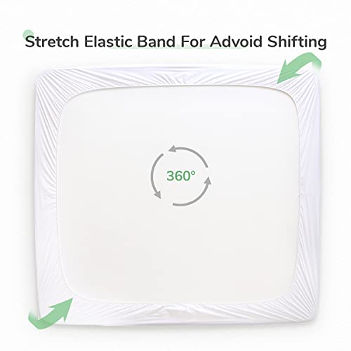Image of Novilla Waterproof Crib Mattress Protector 52 inch X 28 inch Breathable Fabric Mattress Cover, Baby Mattress Protector Fits Crib Bed Up to 9 inch, Washable & Noiseless, White (AC-NV0MP803-C)