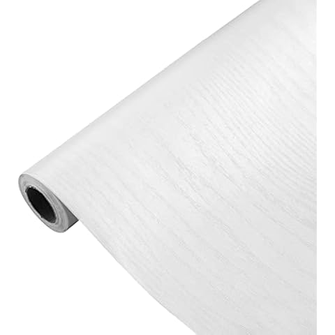 White Wood Contact Paper 61cm × 500cm Furniture Stickers Self Adhesive Wood Grain Wallpaper Sticky Back Plastic Vinyl Film Cover
