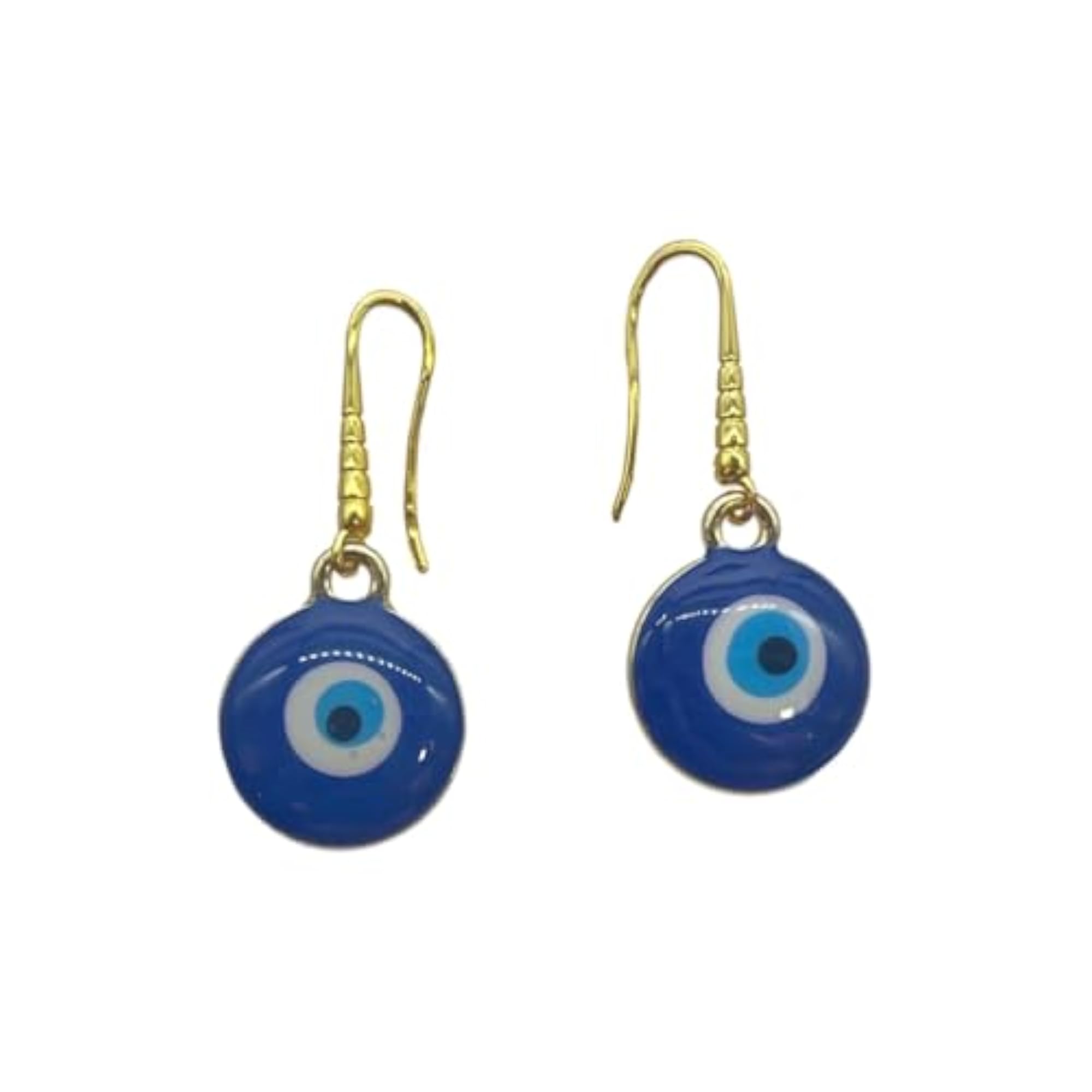 Gold Plated Blue Evil Eye Round Dangler Earrings for Women