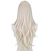 FREE BEAUTY Long platinum Blonde Wavy Wig for Women 26 Inch Middle Part Curly Wavy Wig Natural Looking Synthetic Heat Resistant Fiber Wig for Daily Party Use