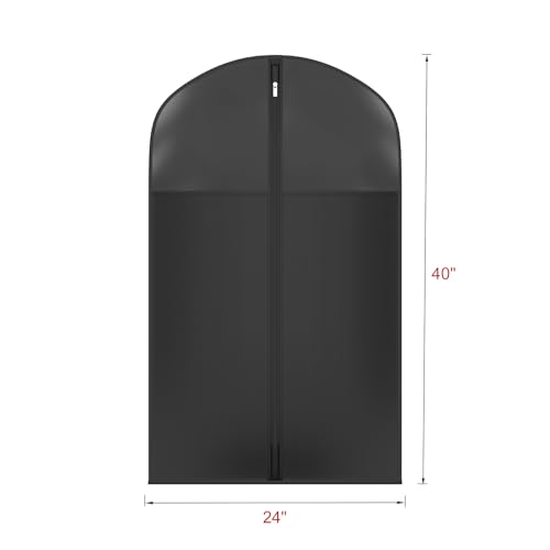 Image of Univivi Garment Bag Suit Bag for Hanging Clothes, 40 inch Lightweight Full Zipper Washable Suit Cover with Large Visible Window for Suit Coat, Jacket, Sweaters (Set of 6), Black
