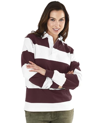 Image of Charles River Apparel Unisex Classic Rugby Shirt | Premium cotton jersey rugby shirt with yarn-dyed stripes, twill collar, and classic unisex fit for casual or team wear.