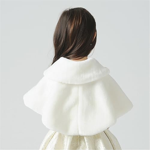 Ivory Faux Fur Flower Girl Bolero Shrug Accessories Princess Cape3