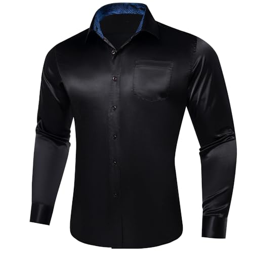 Chemise formelle en satin uni pour homme avec col patchwork chic - 4