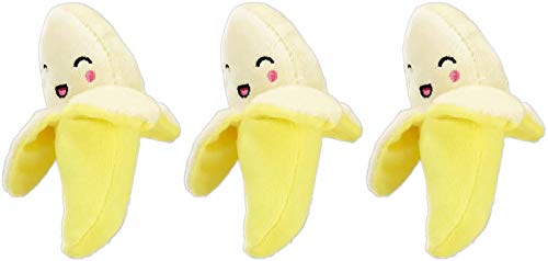 PetSport 3 Pack of Tiny Tots Foodies Banana Plush Dog Toys with Squeakers, 5 Inch
