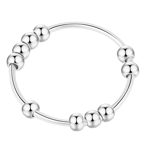 VUDECO 3 Anillos Giratorios Para La Ansiedad, Anillo Para La Ansiedad, Para Mujeres Y Hombres, Anillo De Estrés, Antiansiedad, Anillos Para Ansiedad, Joyería De Acero Inoxidable, Oro Rosa, Plata, 9