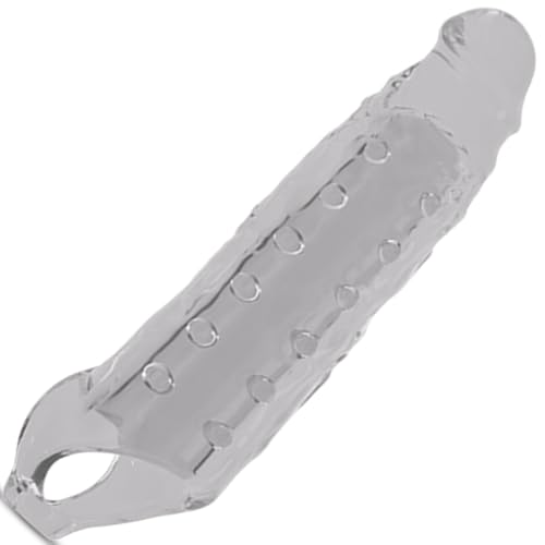 BDSMYEE Gaine de Pénis de 28 CM pour Homme, Extension du pénis avec Anneau Testiculaire Gaine Penien Réaliste Masturbateur Jouets Sexuels pour Couples (Transparent)