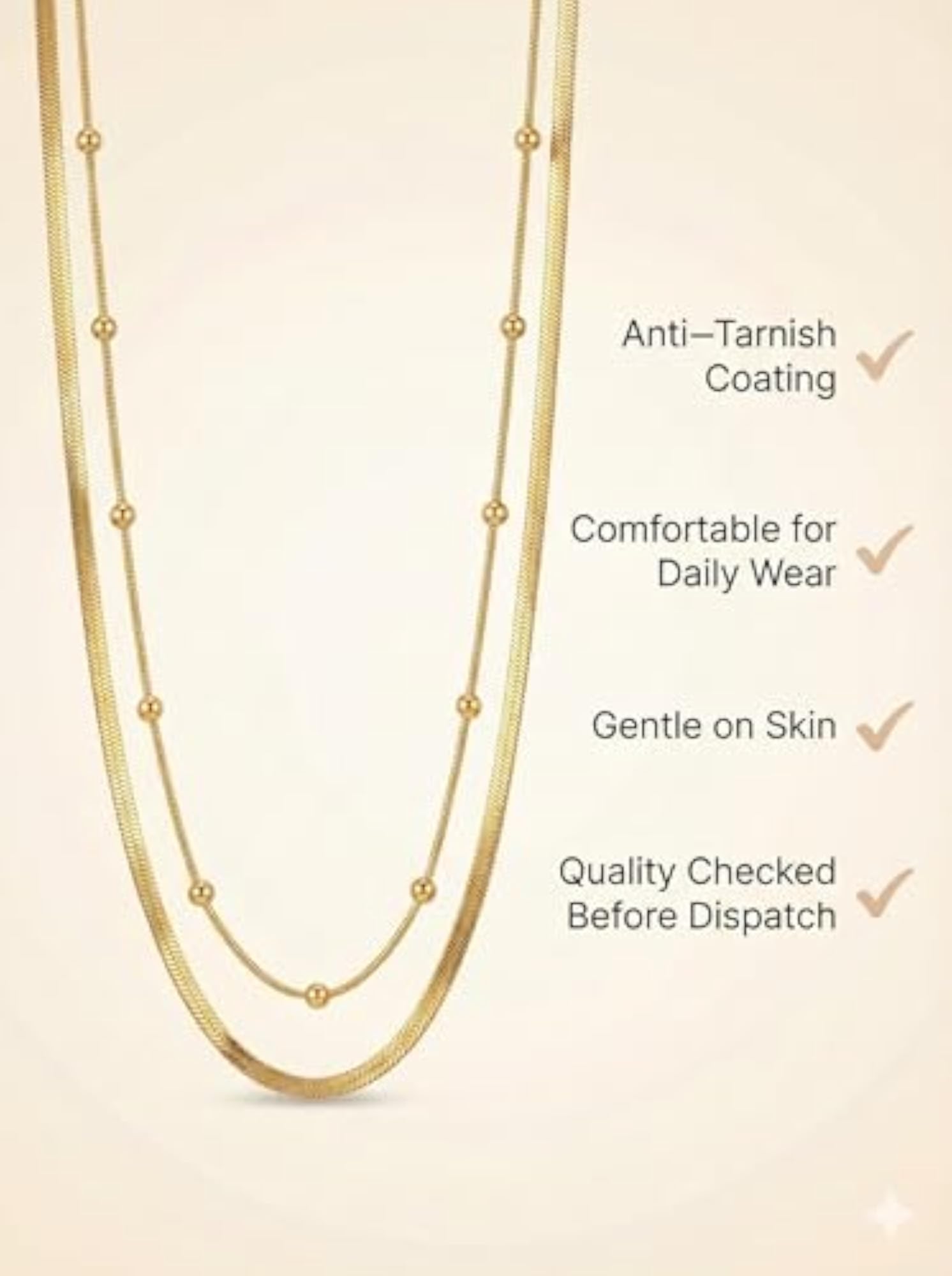 2 Layer Anti Tarnish Necklace for Women, Stylish Design