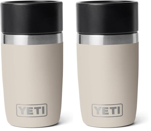 Image of YETI Rambler 8 oz Travel Bottle, Stainless Steel, Vacuum Insulated with Leakproof Commuter Cap, Cape Taupe (Pack of 2)