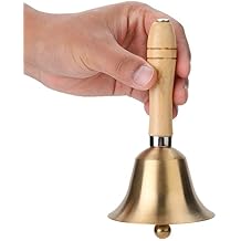 Extra Loud Hand Bell,Solid Brass Bell with Wooden Handle,Multi-Purpose Dinner Bell for Christmas, Food Line, Classroom, Game, Service