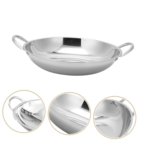 Wok de acero inoxidable con doble asa para cocina miniatura 7