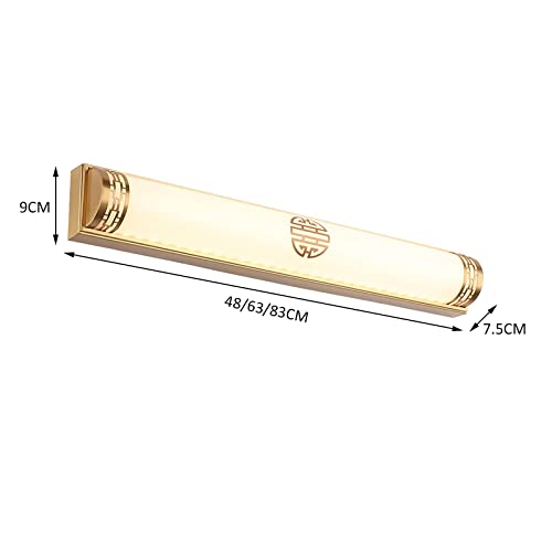 Aplique LED espejo baño dorado estilo chino de 48 a 83 cm con luz delantera antiniebla 3