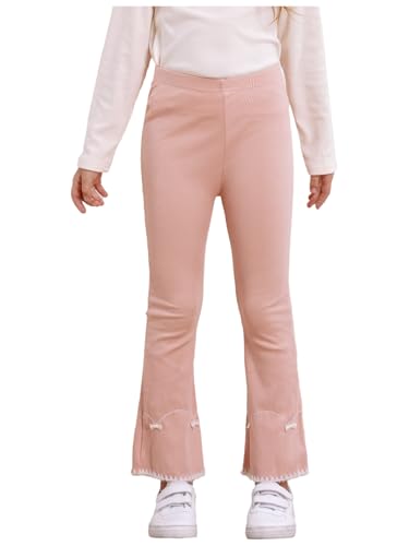 Flared Leggings for Toddlers Girls Elastic Waist Bell Bottom Yoga Pants Kids Ruffle Ribbed Cotton Trousers