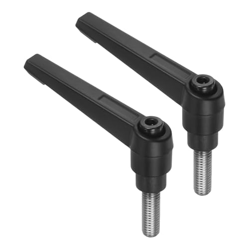 Image of uxcell 2pcs Clamping Lever Handles, M8 x 20mm 304 Stainless Steel Threaded Male Stud, Adjustable Handles Locking Quick Release Ratchet Push Button Bolt Knobs, Black