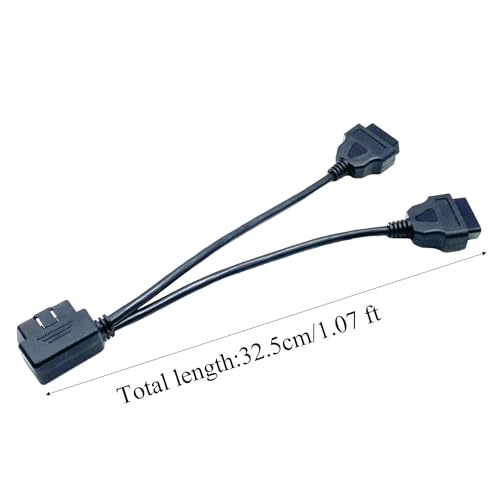 Cable OBD2 macho a doble hembra con conector acodado de 16 pines 2