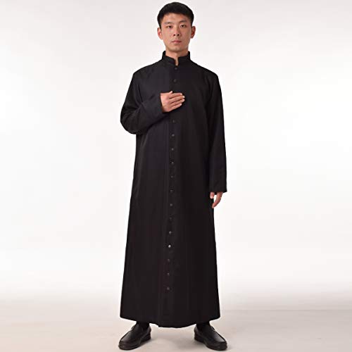BLESSUME Roman Cassock Robe Liturgical Vestments, Black, Small - Thumbnail 4