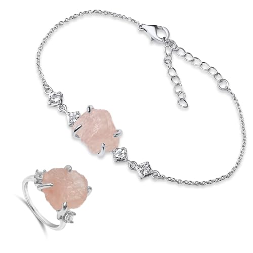 real raw rose quartz crystal chain...