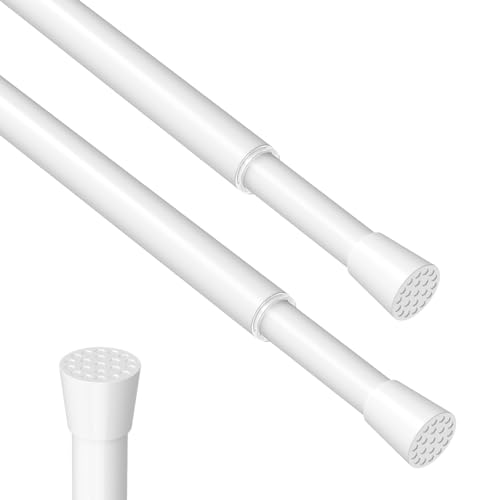 AIZESI Lot de 2 Tringles à Rideau Sans Perçage 50-69 cm, Tension Réglable Fixation par Pression Barre à Rideaux Extensible Idéales pour Fenêtre, Porte...
