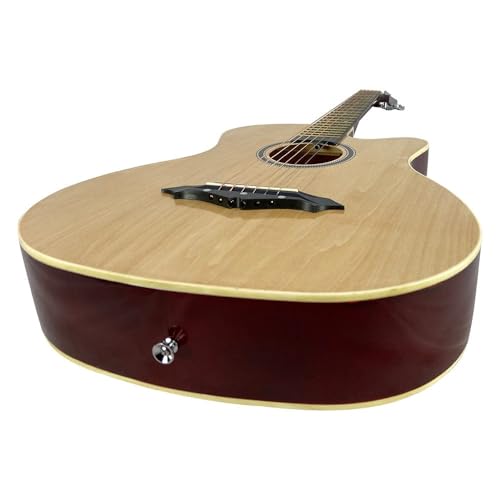 Image of Henrix 38C PRO 38 Inch Bass Wood Cutaway Acoustic Guitar With Die-Cast Tuners, Dual-Action Truss Rod, Gig-Bag, Picks, String Set, String Winder, Strap & Polishing Cloth - Natural