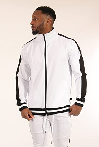Image of SCREENSHOT-TRACK JACKET Mens Urban Hip Hop Premium Track Jacket - Slim Fit Side Taping Sportswear Urbanwear Streetwear Top