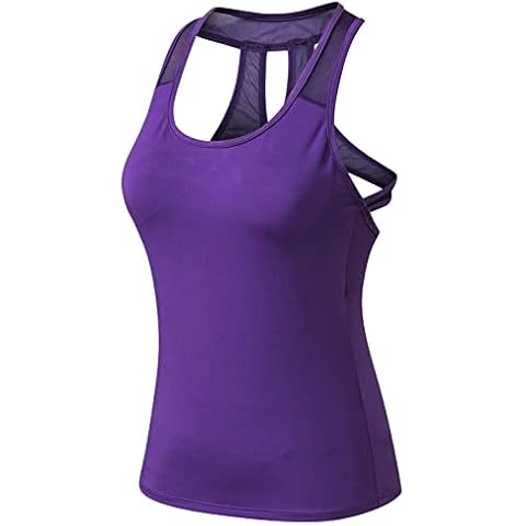 Yimutian Yoga Tank Tops for Women Sleeveless Running Shirt Sport Vest Top Breathable Moisture Wicking for Fitness Gym Running Purple XXL Cover