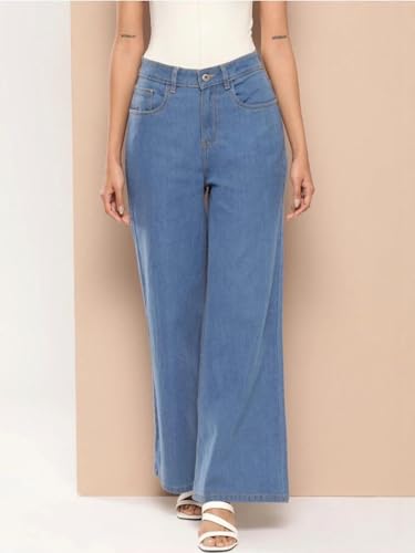 Image of Women's High Waist Denim Jeans | Straight, Relaxed, Wide Leg & Baggy Fit | High Rise Loose Oversized Denim Pants for Women | Comfortable Casual Everyday Wear | Oversized Woman baggys