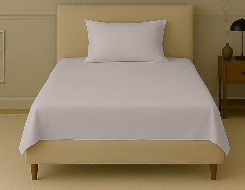 Image of Trance Home Linen 300 TC Bamboo Flat Single Size Bedsheet | Soft, Breathable & Eco-Friendly Bedsheet with 1 Pillow Cover - (54 x 90 inch, Silver Grey)