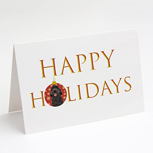 Caroline's Treasures CK9190GCA7P Doodle Black #1 Happy Holidays Greeting Cards and Envelopes Pack of 8 Blank Cards with Envelopes Whimsical A7 Size 5x7 Blank Note Cards