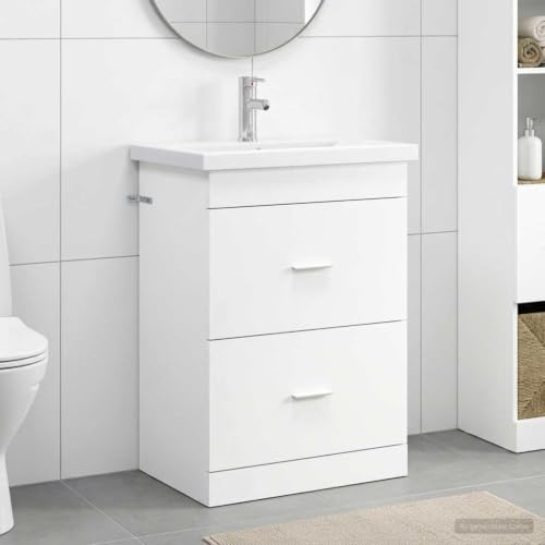 Mueble de lavabo de madera blanco de 61 x 40 x 84,5 cm con espacio de almacenaje 2