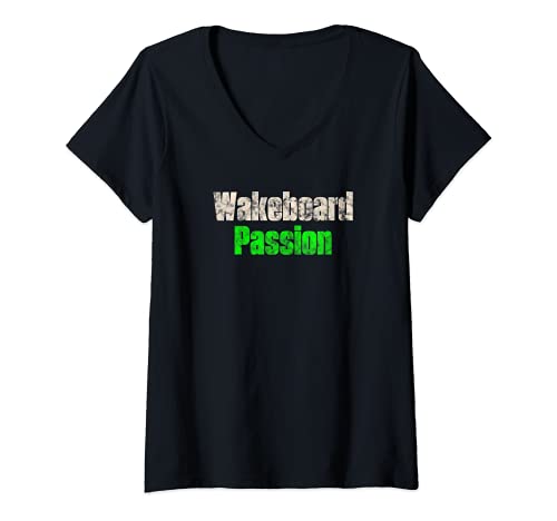 Damen Wakeboard Wassersport - Wakeboard Leidenschaft T-Shirt mit V-Ausschnitt