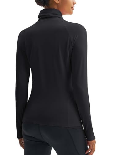 MAGCOMSEN Women's Thermal Shirts Mock Turtleneck Long Sleeve Undershirt Fleece Base Layer Top with Thumb Holes2