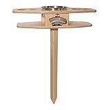 Outdoor Wine Table Stake Portable Folding with Storage, Beer Wood Wine Glasses & Bottle Table for Outside Backyard Entertainment Beach Camping