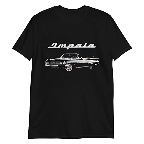 1960 Chevy Impala Convertible Antique Collector Car American Classic Cars Short-Sleeve Unisex T-Shirt Black