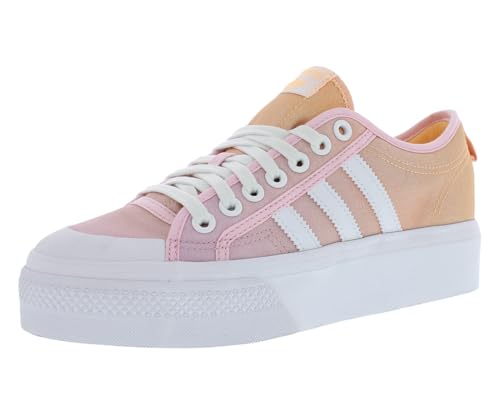 adidas Nizza Platform Womens Shoes Size 6.5, Color: Cloud White/Clear Pink/Acid Orange