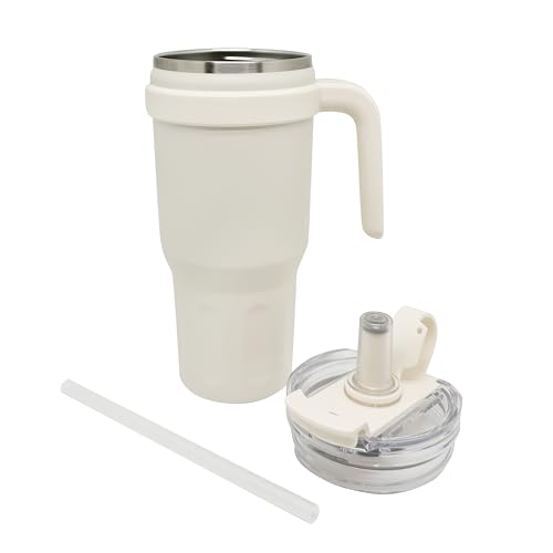 Image of NERTZ Tumbler 1100ml Stainless Steel Insulated | Double Wall Vacuum Bottle with Straw Lid & Wide Mouth Lid | Hot & Cold Bottle Leak Proof, BPA Free for Gym, Travel, Office (White)