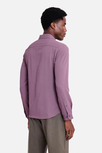 Image of SNITCH Men Casual Shirt | Slim Fit Long Sleeve Spread Collar Vertical Crinkle Textured Pattern | Breathable Polyester Blend & Stretchable Fabric for Casual Outing & Everyday Use